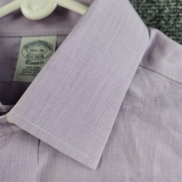 Brooks Brothers Purple Non-Iron Classic 15.5 35 Cotton Button Up Mens Shirt - Picture 5 of 16